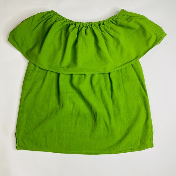 Hand Embroidered Green Floral Blouse Handmade In Mexico - Picture 3 of 10